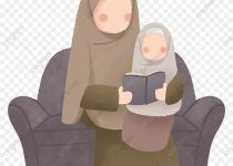 Pngtree mother and muslim girl reading a book png image